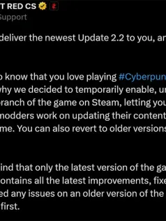 《赛博朋克2077》推出Beta分支：照顾MOD开发者