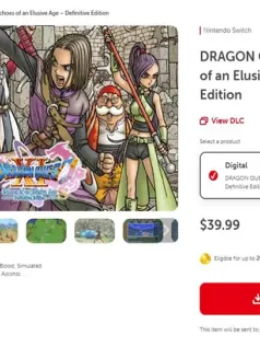 《勇者斗恶龙11》重新上架Switch欧美服 售价降低