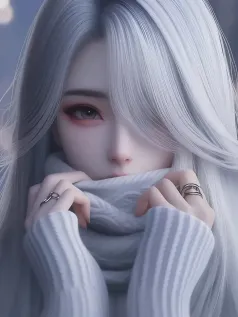 动漫 长发 女孩 围巾 宽屏 4K手机壁纸