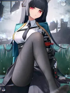 卡通动漫 猫儿 红眼睛 制服 黑丝 水滴 可爱美少女壁纸