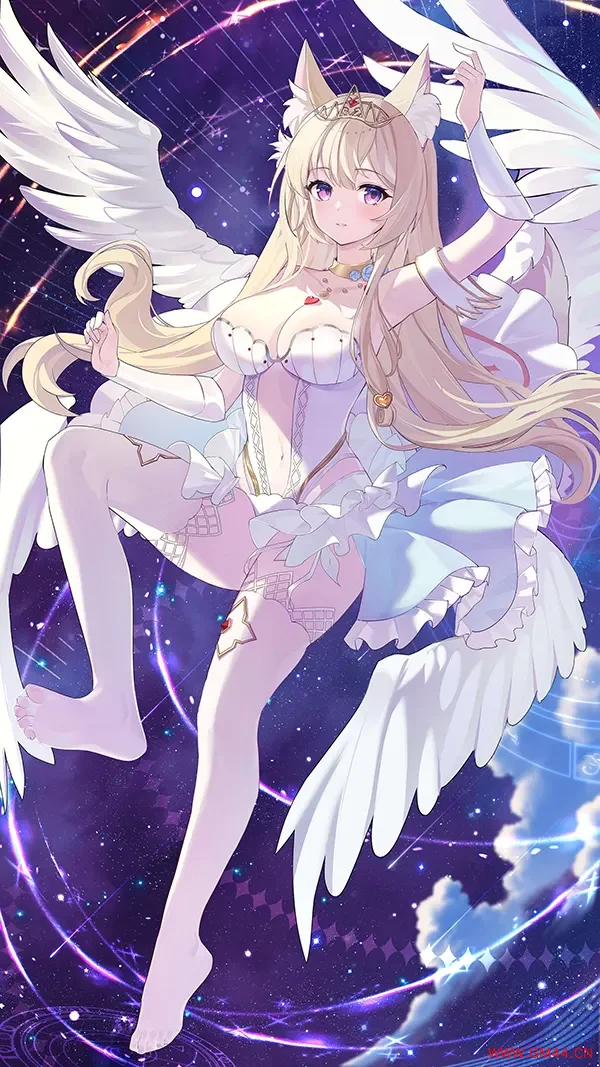 卡通 天使 长发 翅膀 可爱美少女动漫手机壁纸