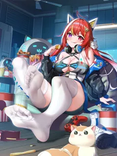 美少女 猫耳 面具 白猫 白丝 双瞳 美脚 卡通动漫手机壁纸