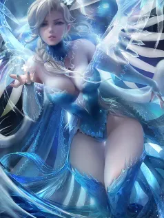 卡通 动漫 美女 游戏 天使 蓝色背景 高清手机壁纸