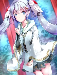 浅紫双马尾和风美少女 二次元高清手机壁纸