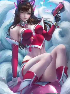 D.Va阿狸融合立绘 电竞少女 九尾狐 高清手机壁纸