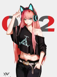 Zero Two 同人立绘 粉发 潮流 时尚 高清手机壁纸