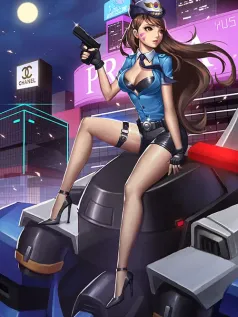 二次元 警装 高跟鞋 都市夜景 飒爽 高清手机壁纸