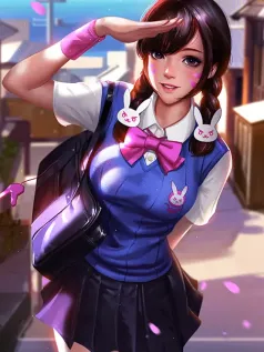 D.Va校园风同人 蓝白制服 青春元气 高清手机壁纸