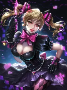 紫黑哥特少女手机壁纸 猫耳武装 爱心光效 暗黑系甜心