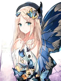 蓝蝶仙子降临 银发少女手机壁纸 蝶翼轻颤 眸光流转 梦幻仙气