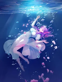 深海少女的治愈时刻 粉紫长发 水下美女手机壁纸