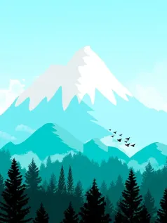 雪山森林极简风手机壁纸 清新自然的视觉享受