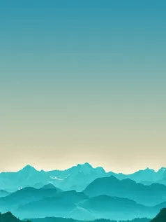 山雾袅绕的群山峻岭 极简主义手机壁纸