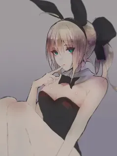 暗系兔耳魅影 金发少女与哥特风情手机壁纸