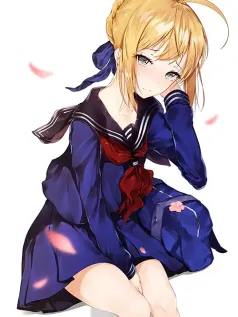 樱花絮语中的蓝制服少女 二次元校园风治愈系手机壁纸