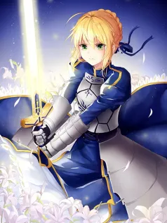 星夜花海中的风王之誓 阿尔托莉雅经典骑士风手机壁纸