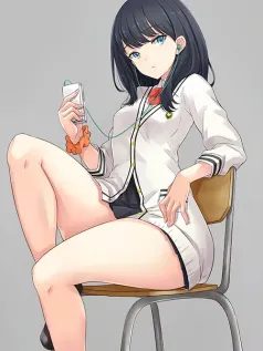 静谧耳机里的校园絮语 黑发少女日常风手机壁纸