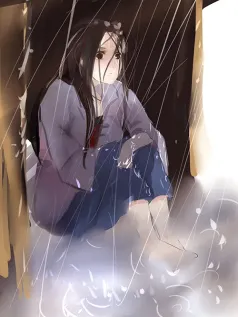 雨帘深处的时光独白 忧郁少女治愈系水墨风手机壁纸