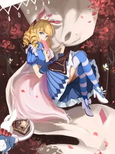 绯梦奇境的甜谧时光 兔耳少女绮幻下午茶手机壁纸