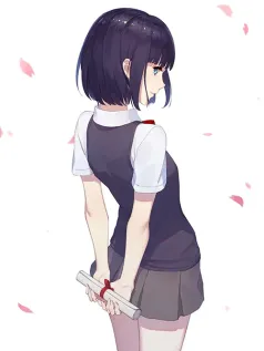 樱落时节的青春絮语 短发少女制服侧影治愈系手机壁纸