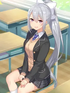 教室晨光里的温柔邂逅 银发猫耳少女校园日记手机壁纸