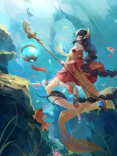 深海之裔的潮汐咏叹 人鱼巫女与海洋秘境治愈系手机壁纸