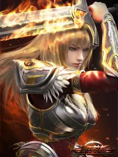 烈焰战甲的圣光誓约 金发女武神与焚烬之剑的信仰图腾手机壁纸