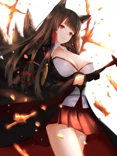 焰影狐心的炽焰誓约 黑发狐耳少女与火舞之姿的信仰手机壁纸