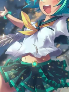 Miku星夜跃动 水手服少女的活力瞬间手机壁纸