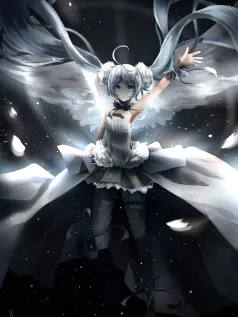 雪翼少女的星夜低语 高清手机壁纸