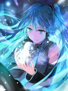 初音未来 掌心星尘 蓝发少女的光之絮语手机壁纸