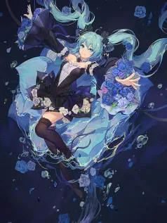 深海蔷薇的浮沉絮语 蓝发少女与蓝玫瑰的深潜手机壁纸