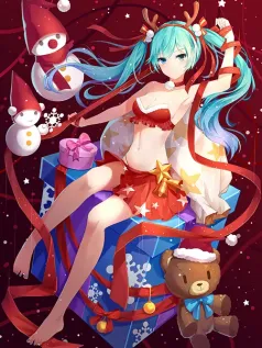 圣诞献礼！双马尾少女与雪人熊的节日狂欢手机壁纸