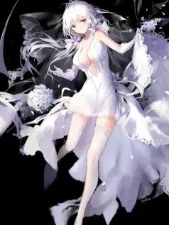 月光裁成的白纱梦 银发少女与流云花簇的浮游絮语手机壁纸