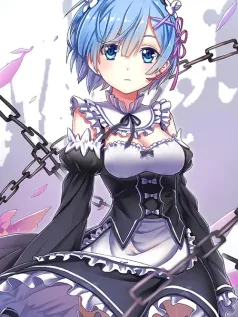 铁链蔷薇 蓝发女仆的破茧宣言 黑裙与粉瓣的反差美学手机壁纸