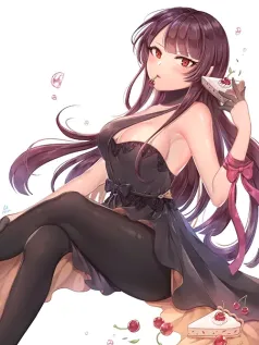 暗绯蔷薇 黑裙少女与樱桃派的午后欲语手机壁纸