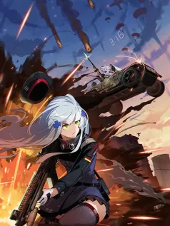 战火余晖中的双生猎手 银发少女与战车手机壁纸