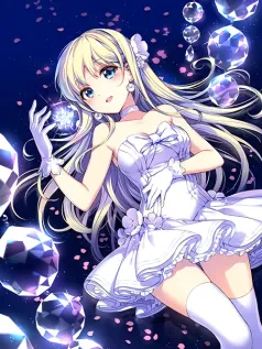 星钻绮梦里的花嫁絮语 金发少女与紫晶花海的浪漫邀约手机壁纸