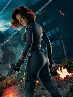 废墟中的暗夜玫瑰 黑寡妇双枪 poised 的战损美学手机壁纸